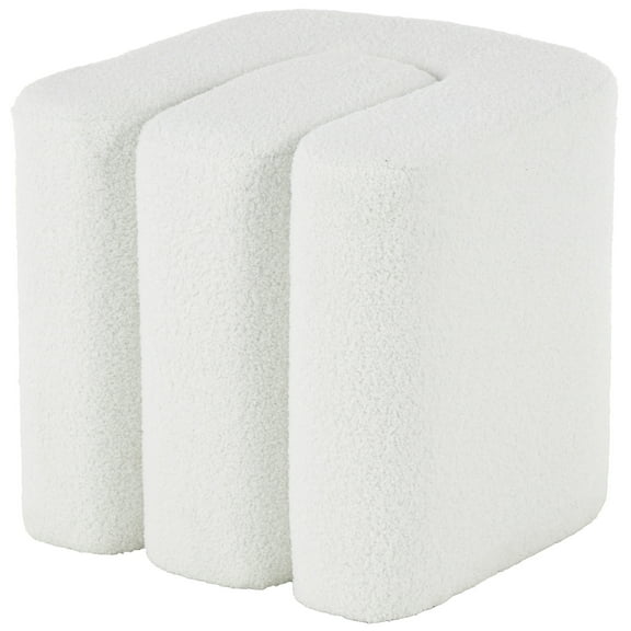 DecMode 18" x 18" White Polyester W-Shaped Ottoman with Connected Arches, 1-Piece