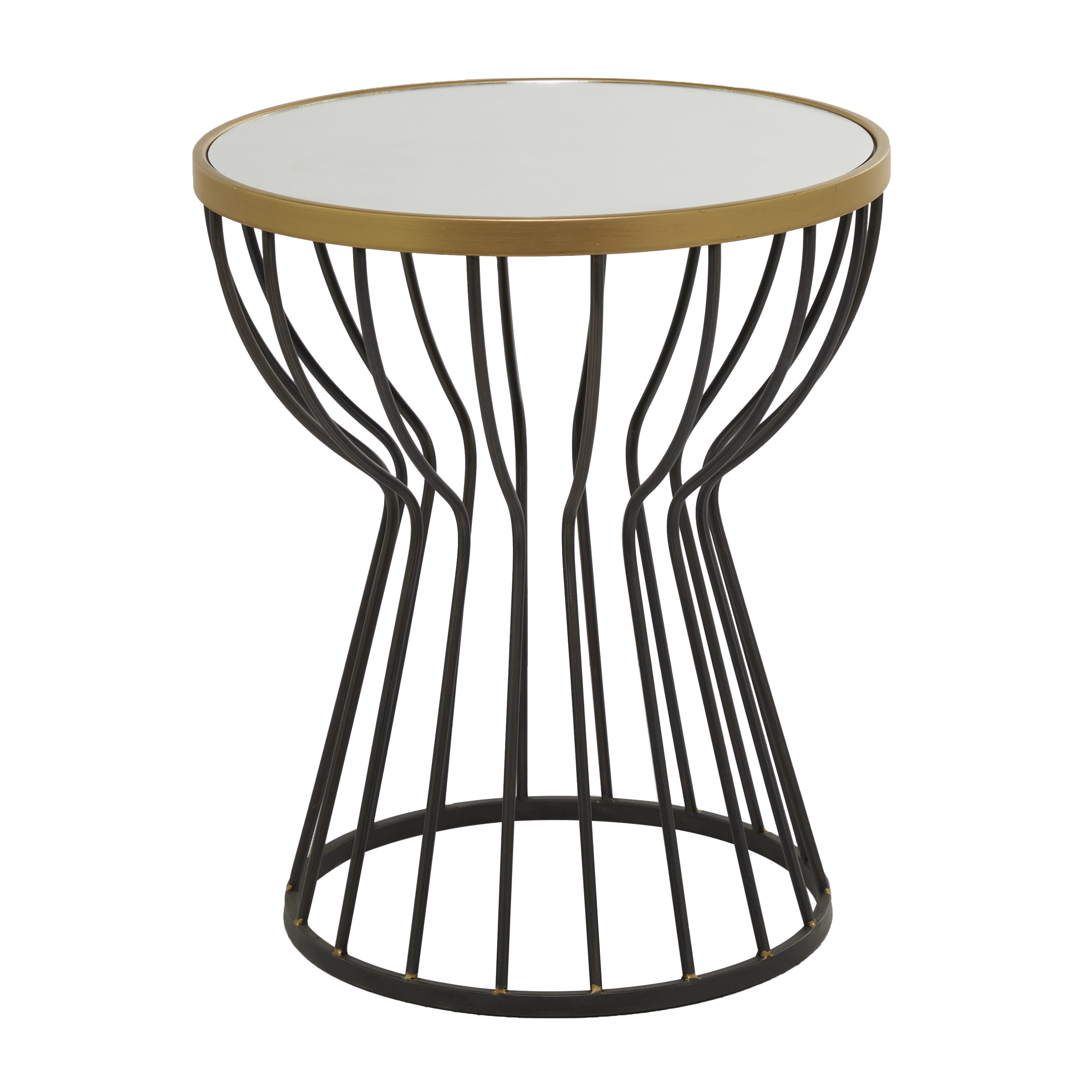 DecMode Black Metal Accent Table - Round Mirrored Glass Top - Walmart.com