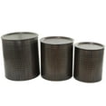 thumbnail image 1 of DecMode 18" x 21" Bronze Metal Handmade Drum Accent Table with Hammered Design, 3-Pieces, 1 of 13