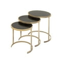 thumbnail image 1 of DecMode 14" x 17" Gold Metal Round Nesting Accent Table with Black Glass Top, 3-Pieces, 1 of 15
