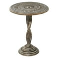 thumbnail image 1 of DecMode 18" x 22" Brown Mango Wood Handmade Intricately Carved Floral Accent Table with Spiral Pedestal, 1-Piece, 1 of 7