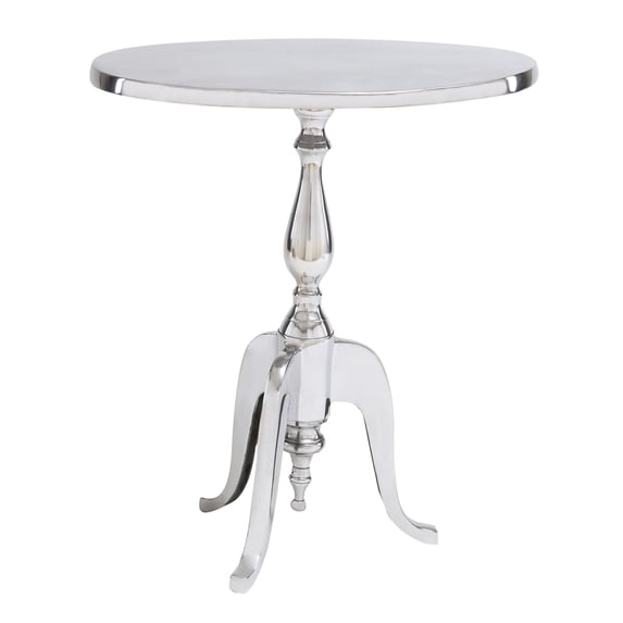 DecMode 18" x 22" Silver Aluminum Metal Small Accent Table with Scroll Legs, 1-Piece