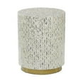 thumbnail image 1 of DecMode 18" x 22" White Mother of Pearl Shell Geometric Accent Table with Gold Base, 1-Piece, 1 of 12
