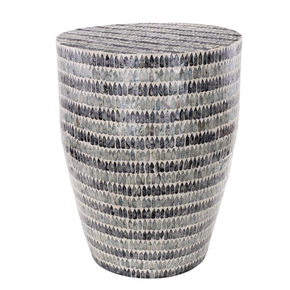 DecMode 18" x 23" Blue Capiz Shell Handmade Mosaic Inlay Accent Table, 1-Piece