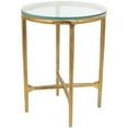 thumbnail image 1 of DecMode 18" x 23" Gold Aluminum Textured Accent Table with Glass Tabletop, 1-Piece, 1 of 6