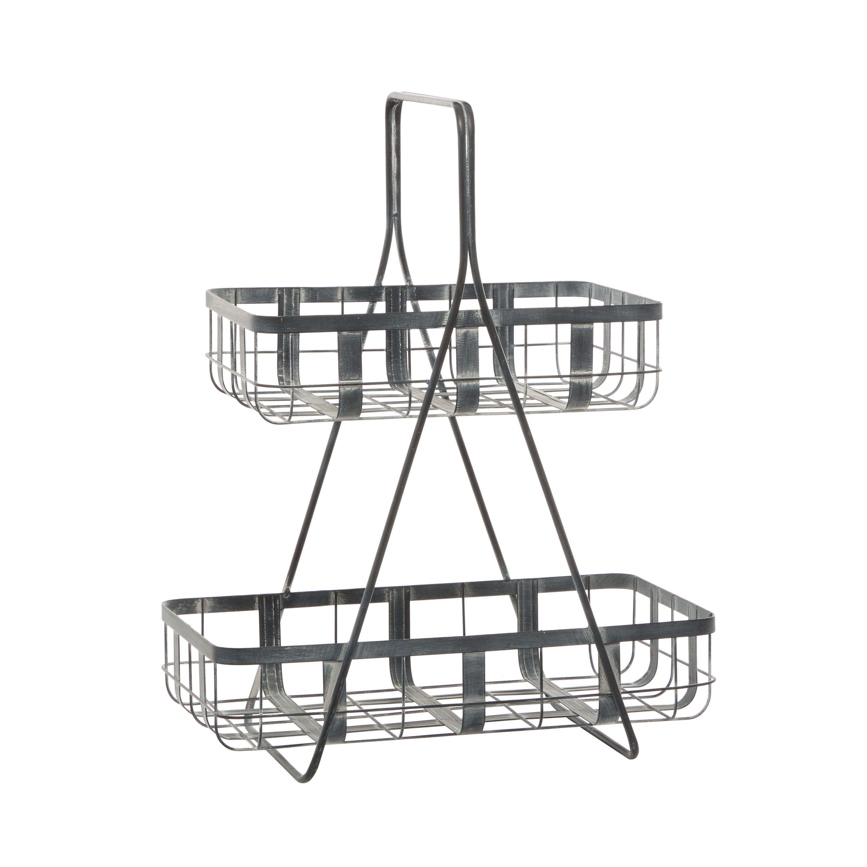 DecMode 18" x 23" Gray Metal Grid Storage Basket, 1-Piece
