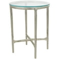 thumbnail image 1 of DecMode 18" x 23" Silver Aluminum Textured Accent Table with Glass Tabletop, 1-Piece, 1 of 6