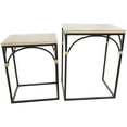 thumbnail image 1 of DecMode 18" x 24" Black Metal Arched Accent Table with Wood Zig Zag Patterned Top and Rattan Accents, 2-Pieces, 1 of 12