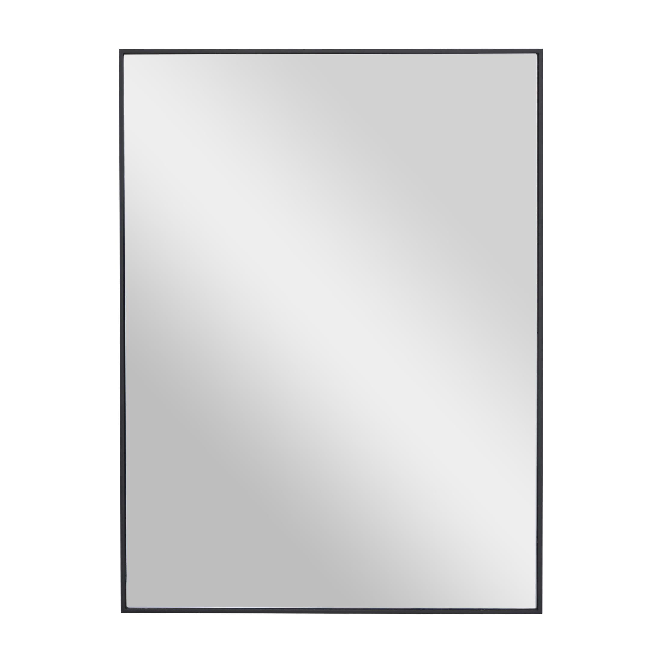 DecMode 18" x 24" Black Wall Mirror with Thin Frame