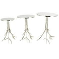 thumbnail image 1 of DecMode 18" x 24" Silver Aluminum Metal Accent Table with Textured Tree Branch Legs, 3-Pieces, 1 of 9