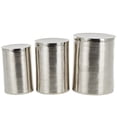 thumbnail image 1 of DecMode 18" x 24" Silver Metal Ribbed Drum Accent Table, 3-Pieces, 1 of 9