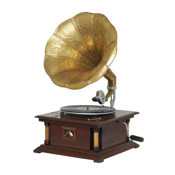 DecMode 18" x 28" Brown Wood Music Functional Gramophone with Record, 1-Piece