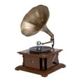 thumbnail image 1 of DecMode 18" x 28" Copper Wood Music Functional Gramophone with Record, 1-Piece, 1 of 11