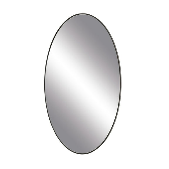 DecMode 18" x 31" Black Oval Shaped Wall Mirror with Thin Minimalistic Frame