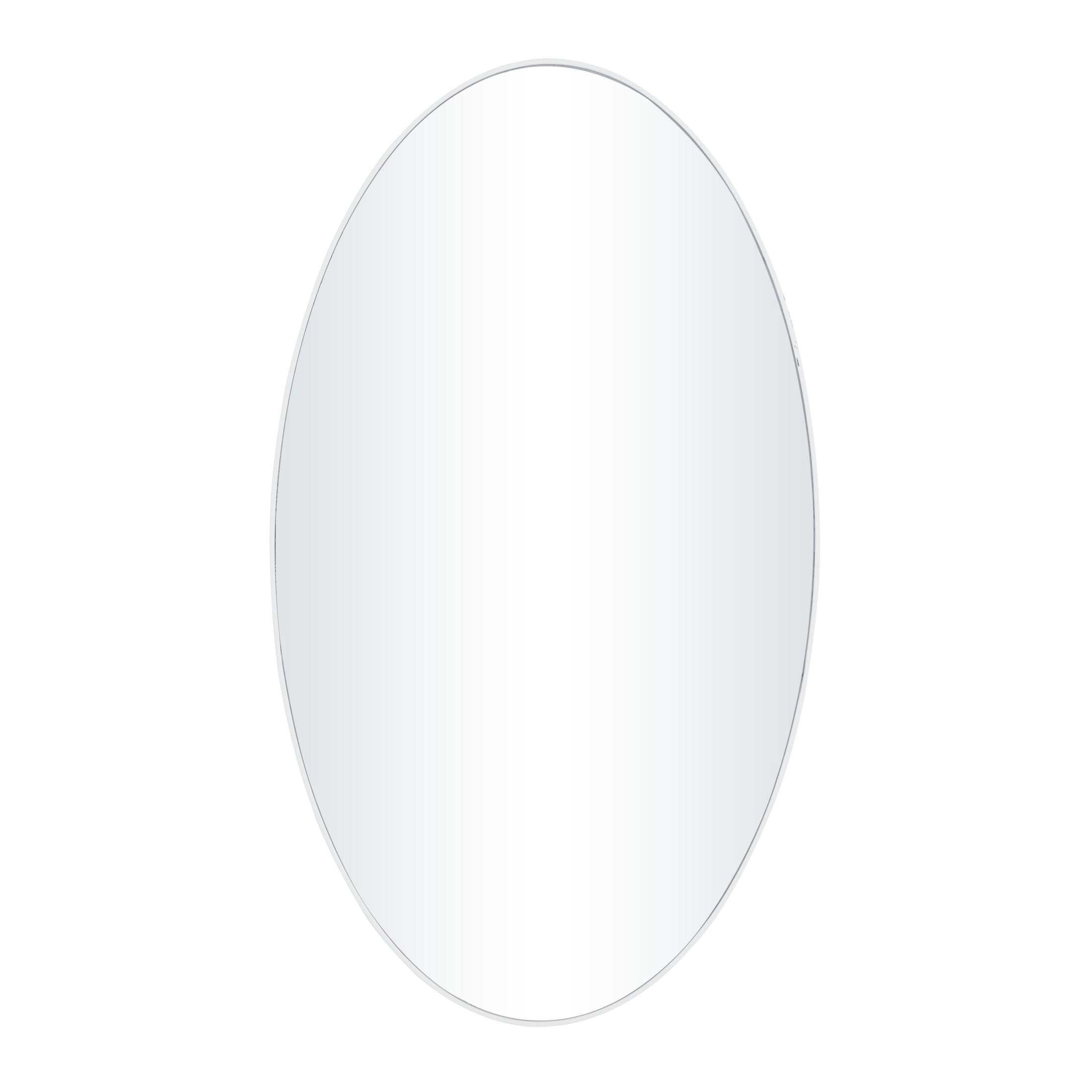 DecMode 18" x 32" White Oval Wall Mirror with Thin Frame