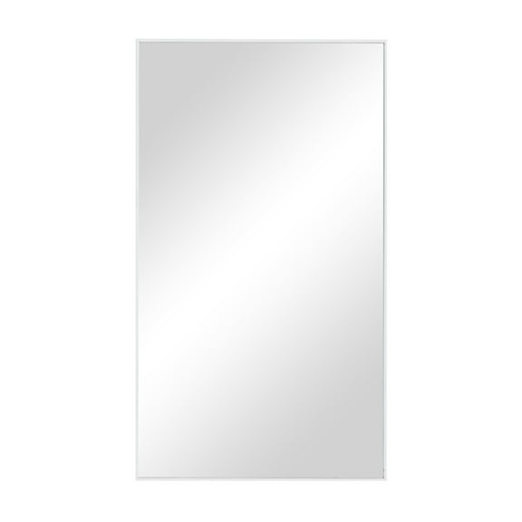 DecMode 18" x 32" White Wall Mirror with Thin Frame