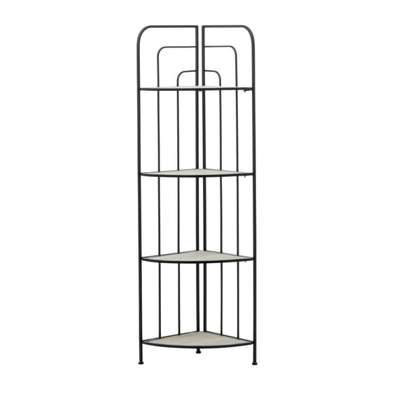 DecMode 18" x 51" Black Metal Indoor Outdoor Tall Folding 4 Shelves Bakers Rack, 1-Piece