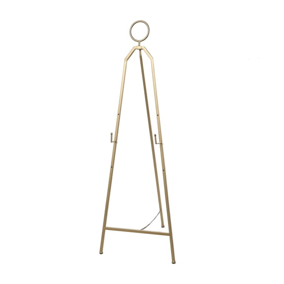 DecMode 18" x 52" Gold Metal Tall Adjustable Floor 3 Tier Easel with Circular Ring Top, 1-Piece