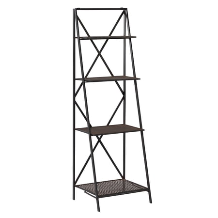 DecMode 18" x 57" Black Metal 4-Tier Shelving Unit, 1-Piece
