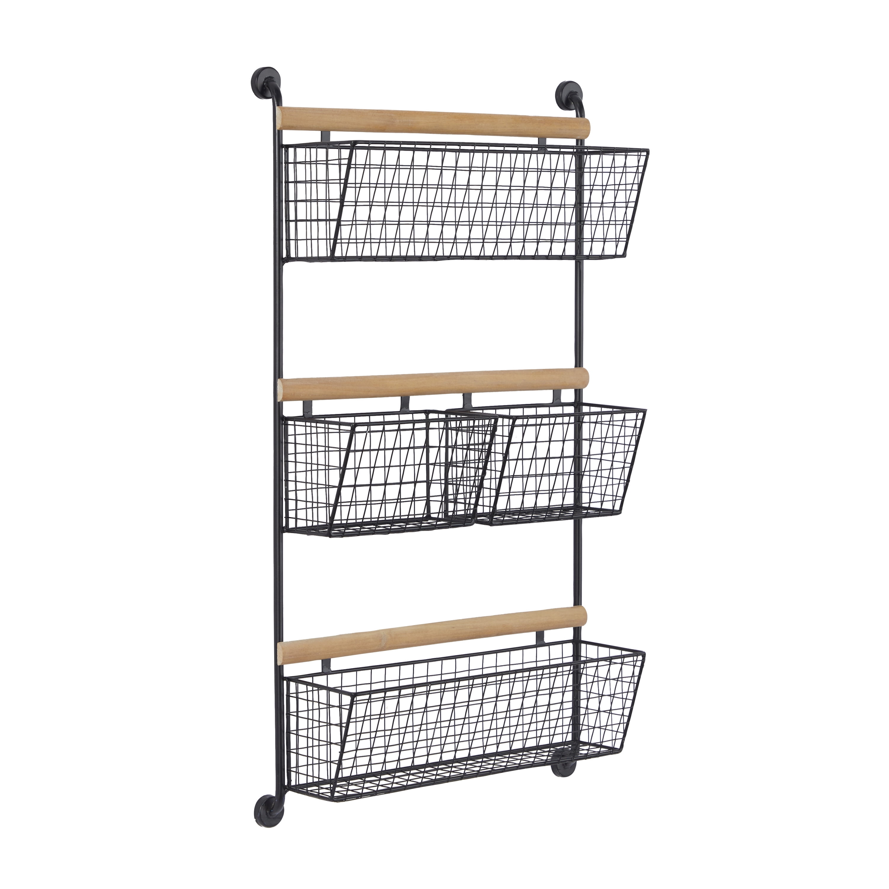 DecMode 18" x 6" 4-Tier Black Wall Shelf