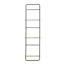 DecMode 18" x 70" Black Metal Wall Mounted 6 Rung Ladder, 1-Piece