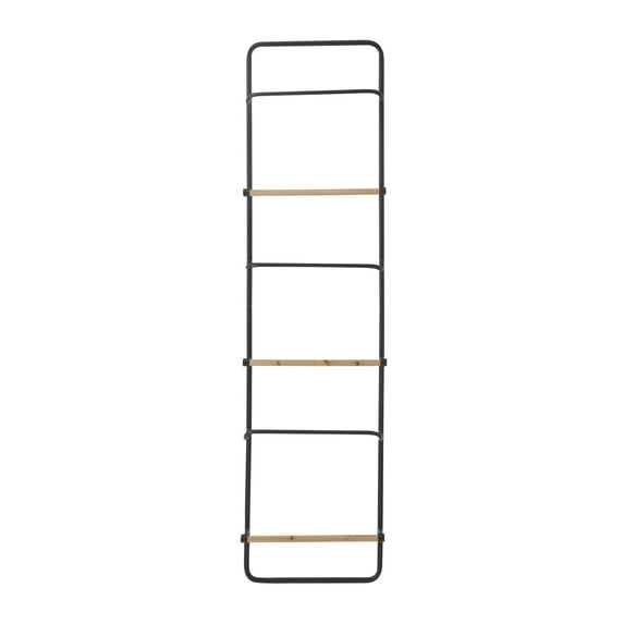 DecMode 18" x 70" Black Metal Wall Mounted 6 Rung Ladder, 1-Piece