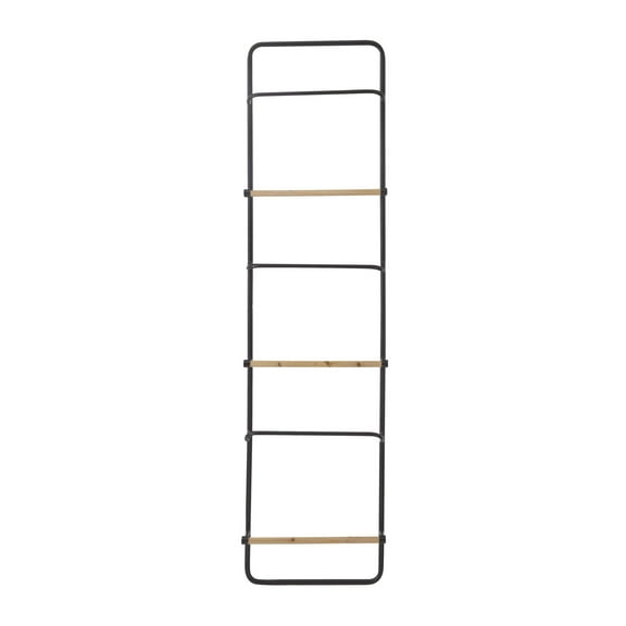 DecMode 18" x 70" Black Metal Wall Mounted 6 Rung Ladder, 1-Piece