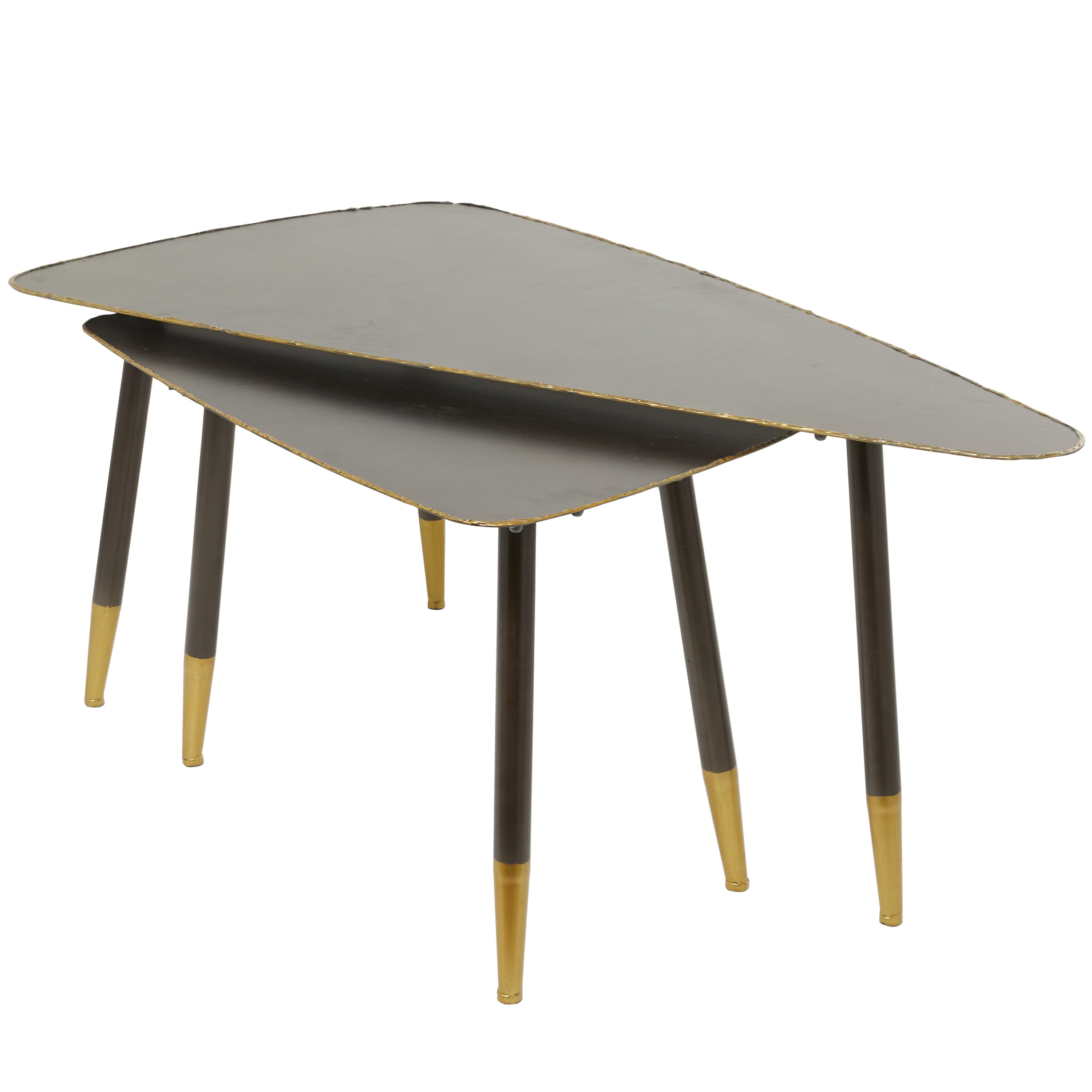 Black and Gold Triangular Metal Accent Table Set