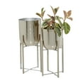 thumbnail image 1 of DecMode 19", 22"H Deep Recessed Dome Silver Metal Planter with Removable Stand (2 Count), 1 of 14