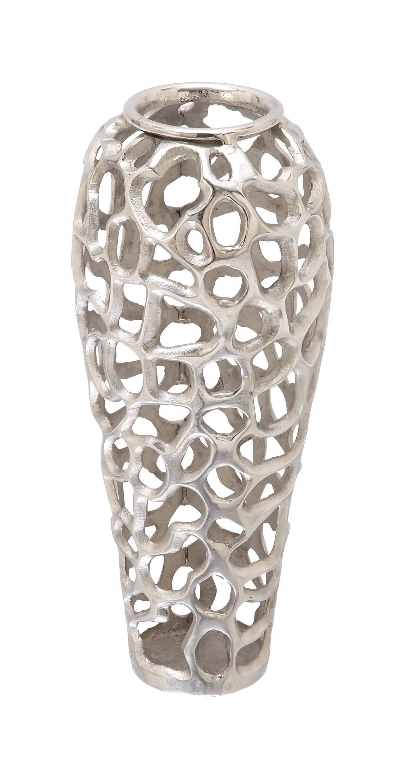 Elegant 19'' Silver Aluminum Bouquet Vase with Hole Design