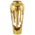 thumbnail image 1 of DecMode 19" Abstract Drip Gold Aluminum Metal Vase with Melting Designed Body, 1 of 14