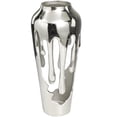 thumbnail image 1 of DecMode 19" Abstract Drip Silver Aluminum Metal Vase with Melting Designed Body, 1 of 13
