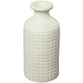 thumbnail image 1 of DecMode 19" Geometric Textured Cream Ceramic Vase with Checkered Pattern, 1 of 7