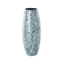 DecMode 19" Handmade Mosaic Inspired Blue Mother of Pearl Shell Vase