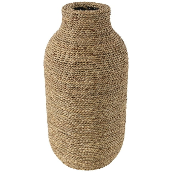 DecMode 19" Handmade Wrapped Brown Seagrass Vase