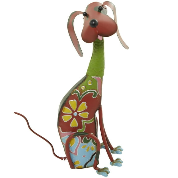 DecMode 19" Indoor Outdoor Dog Garden Sculpture with Floral Pattern
