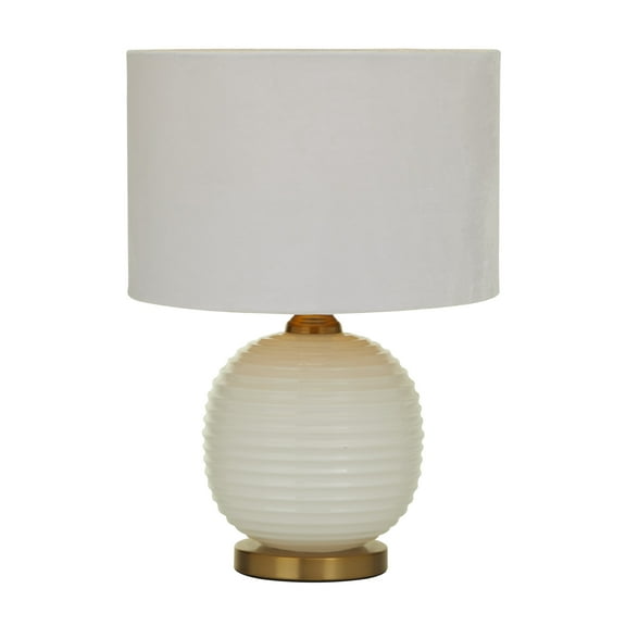 DecMode 19" Ribbed White Table Lamp with White Microfiber Shade