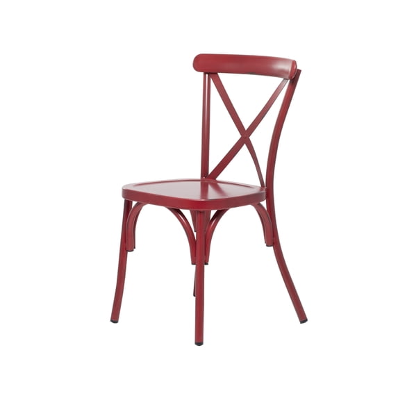 DecMode 19"W, 35"H Metal Farmhouse Outdoor Dining Chair, Red, 2-Piece