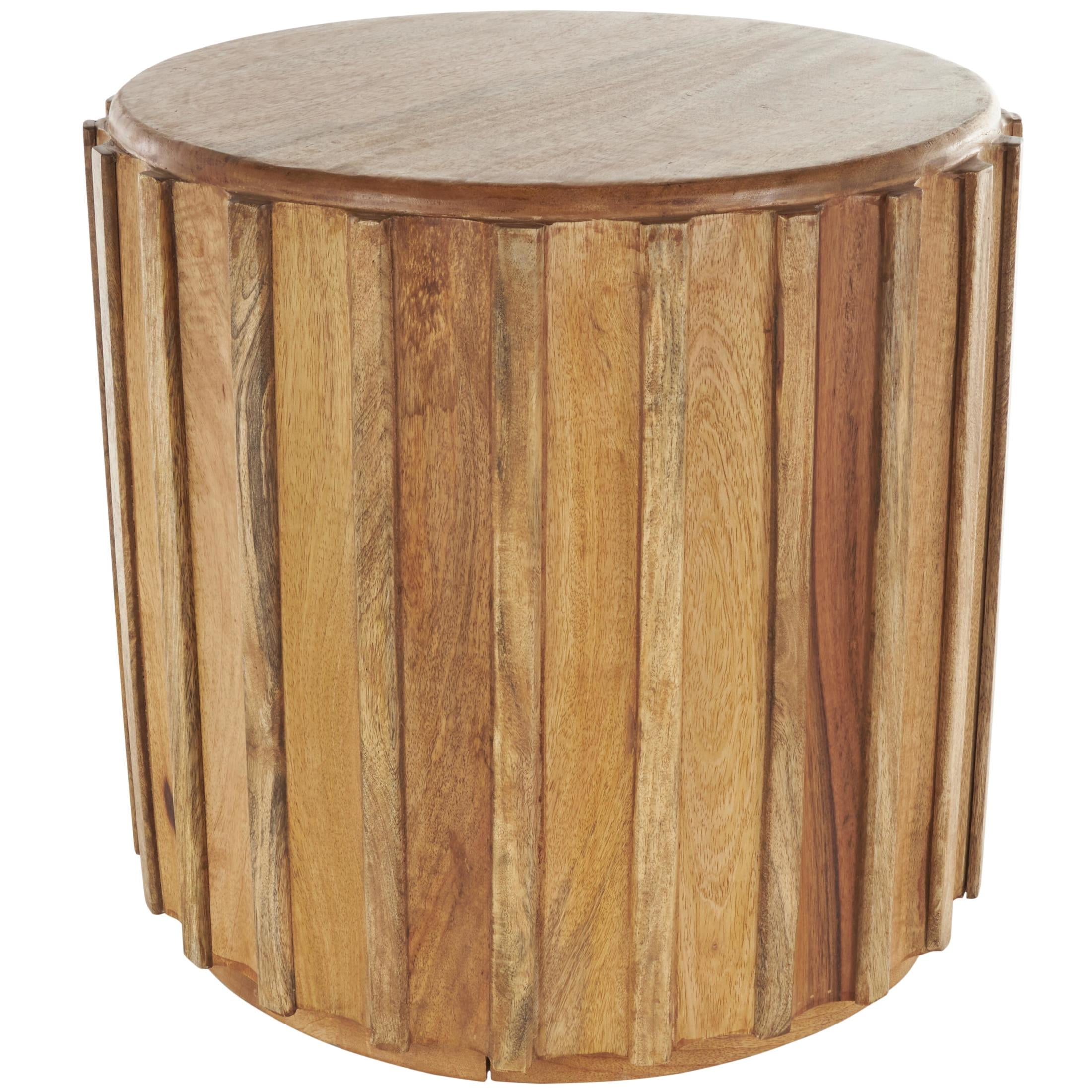 Free Shipping! DecMode Brown Mango Wood Handmade Drum Accent Table with ...