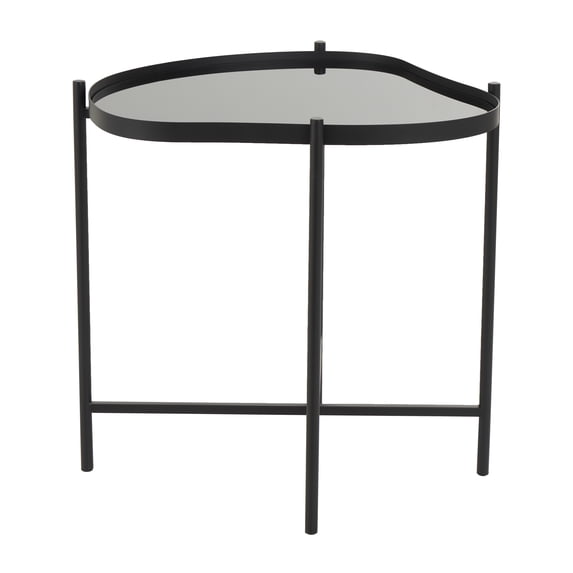 DecMode 19" x 21" Black Metal Abstract Wavy Accent Table with X-Shaped Base, 1-Piece