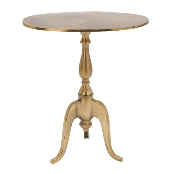 DecMode 19" x 21" Gold Aluminum Metal Small Accent Table with Scroll Legs, 1-Piece