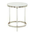 thumbnail image 1 of DecMode 19" x 23" Silver Acrylic Plastic Accent Table with Mirrored Top and Acrylic Legs, 1-Piece, 1 of 8