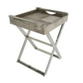 thumbnail image 1 of DecMode 19" x 25" Gray Leather Tray Table Inspired Geometric Accent Table with Silver Metal Base and Handles, 1-Piece, 1 of 11