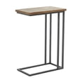 thumbnail image 1 of DecMode 19" x 26" Black Metal C-Shaped Accent Table with Brown Wood Top, 1-Piece, 1 of 12