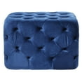 thumbnail image 1 of DecMode 19" x 28" Blue Velvet Traditional Ottoman, 1 of 6