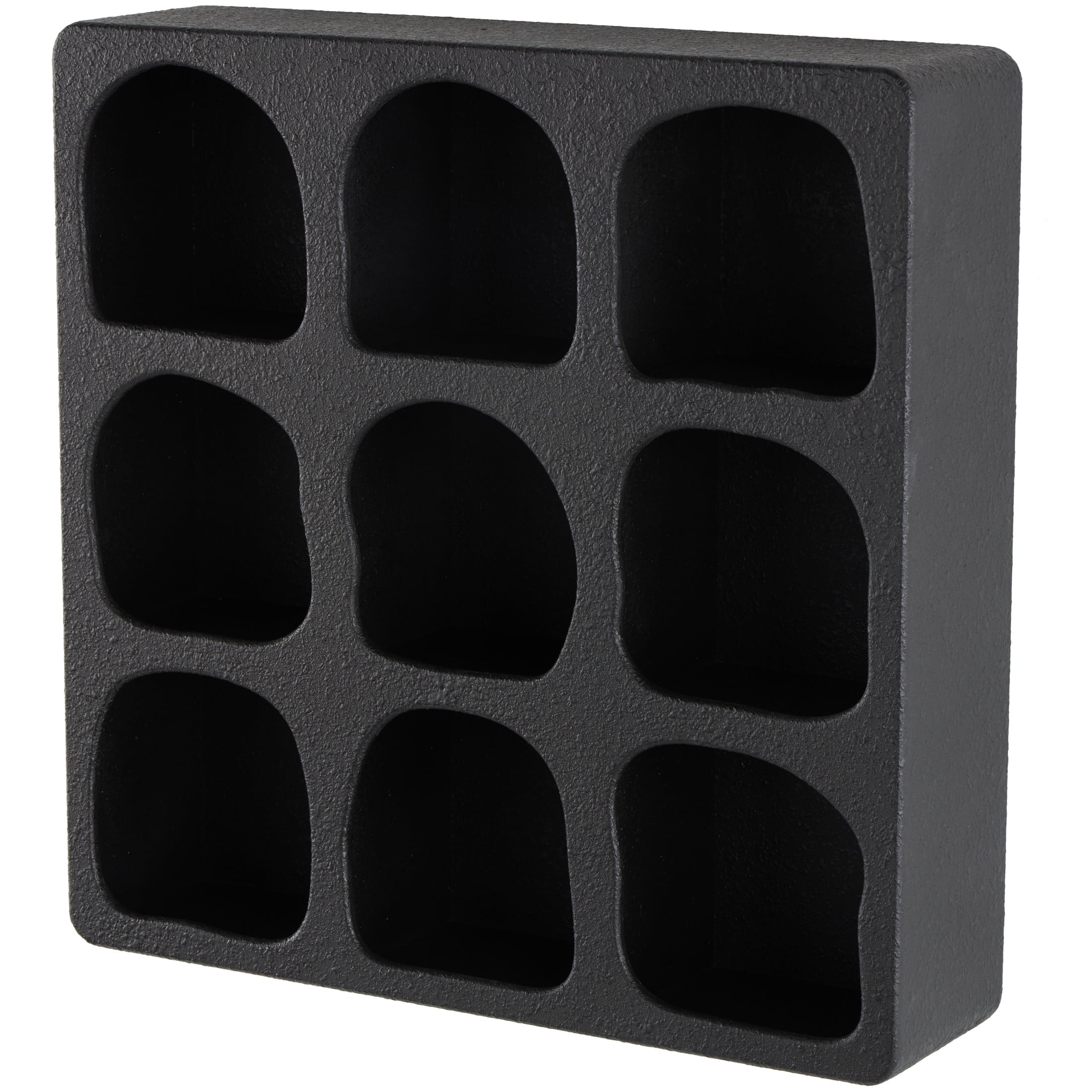 DecMode 19" x 5" 9-Tier Black Geometric Wall Shelf with Abstract Block Shapes