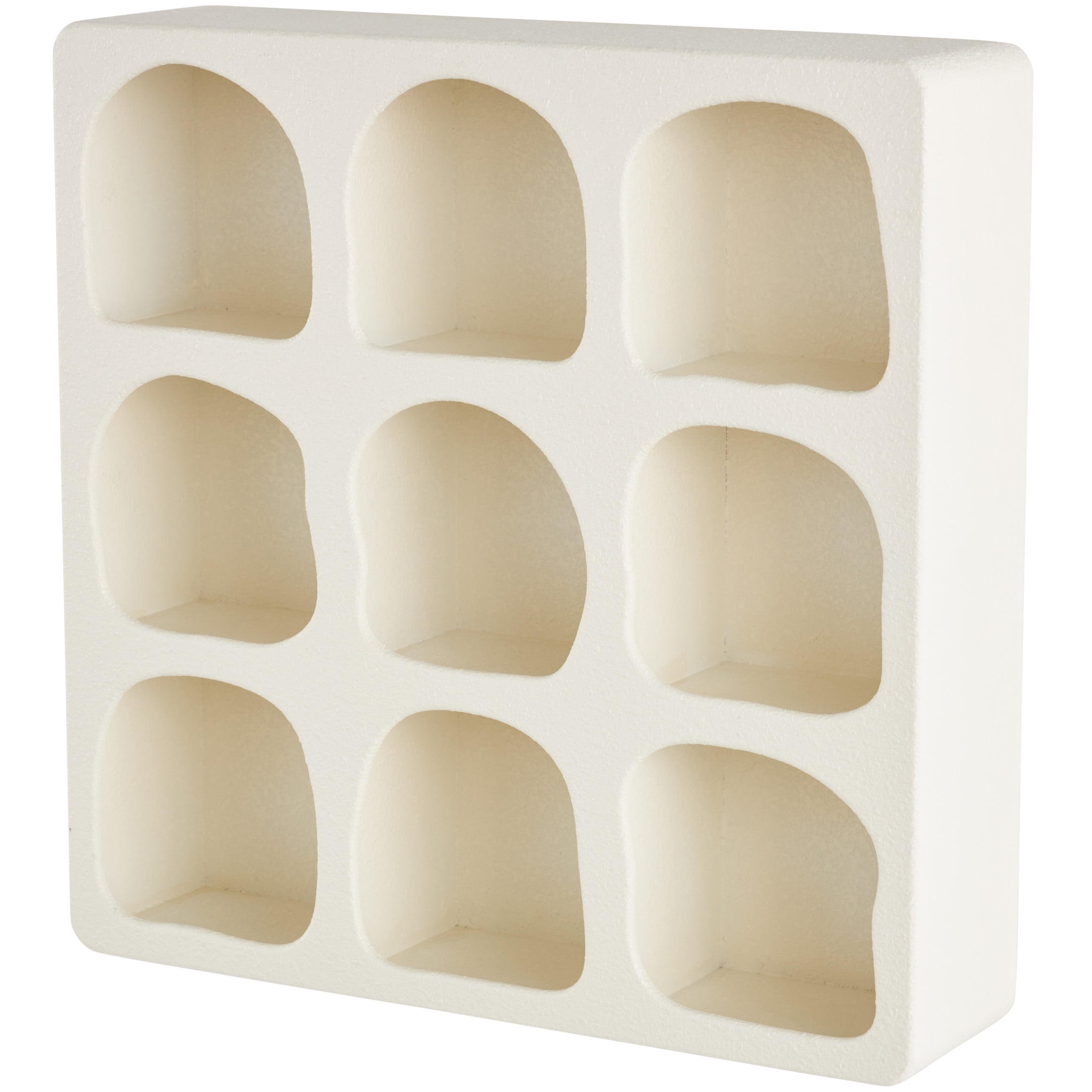 DecMode 19" x 5" 9-Tier Cream Geometric Wall Shelf with Abstract Block Shapes