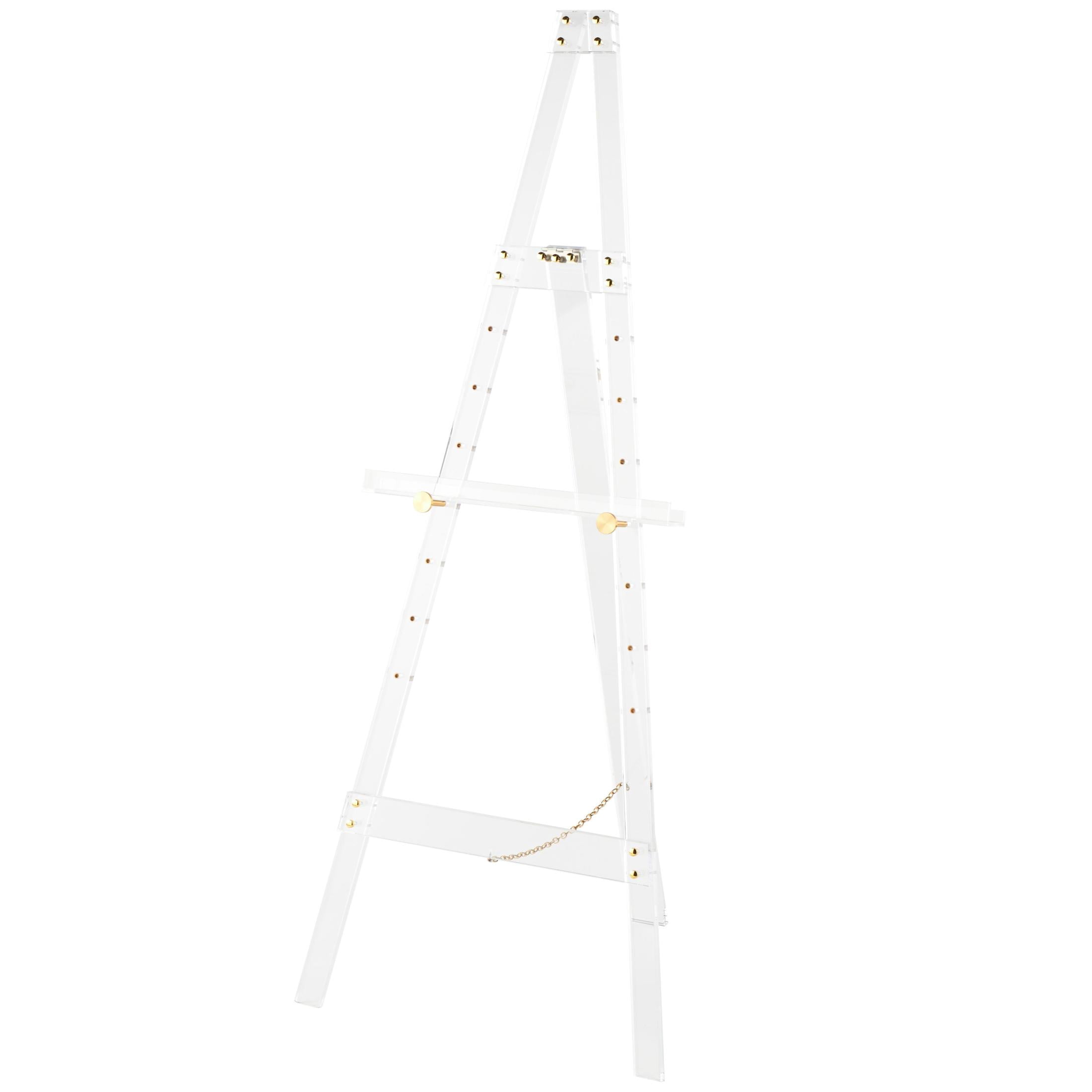 DecMode 19" x 56" Clear Acrylic Plastic Tall Adjustable Floor 7 Tier Easel with Gold Metal Hardware, 1-Piece