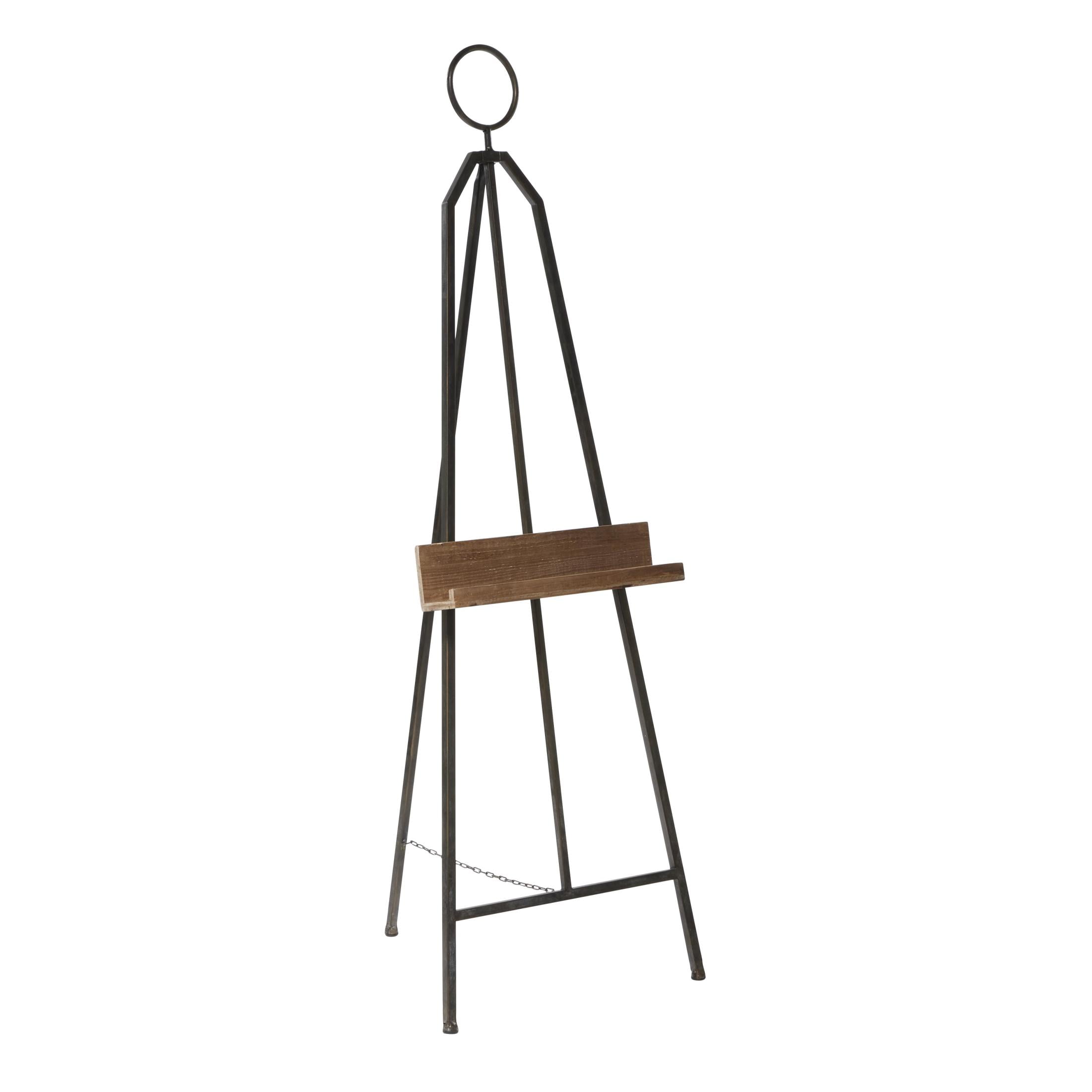 DecMode 19" x 66" Black Metal Tall Adjustable Floor Easel with Wood Tray, 1-Piece