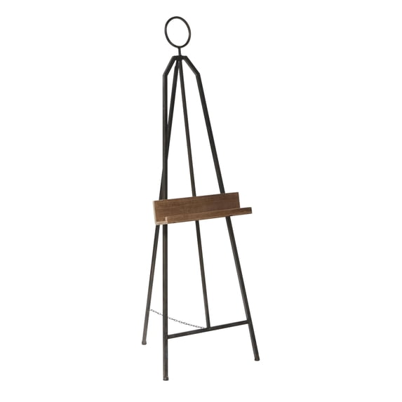 DecMode 19" x 66" Black Metal Tall Adjustable Floor Easel with Wood Tray, 1-Piece